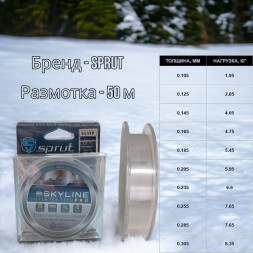 Леска Sprut Skyline Fluorocarbon Composition IceTech RPO Silver 0.235 50м