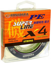 Леска плетеная Kosadaka Super PE X4 light green 0.14 150м