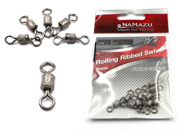 Вертлюг Namazu ROLLING RIBBED SWIVEL, латунь, цв. BN, р. 4, test-29 кг уп.10 шт