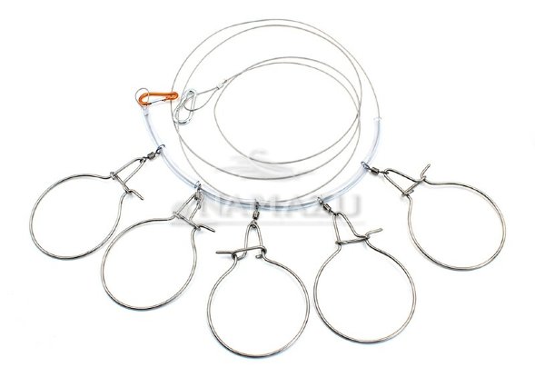 Кукан Namazu металлический трос 3,0 м, d-2 мм 5 круглых карабинов уп. чехол